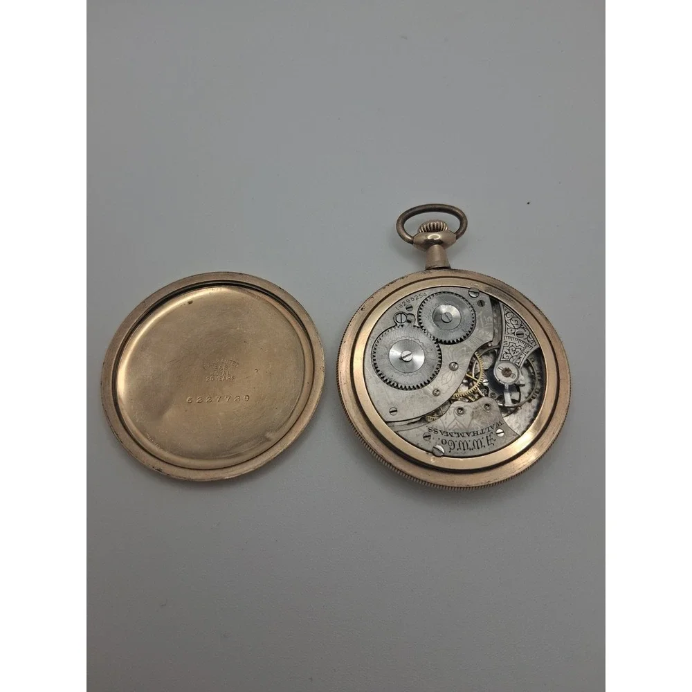 Gold Filled Blue Numerals Waltham Pocket Watch - Tested And Working